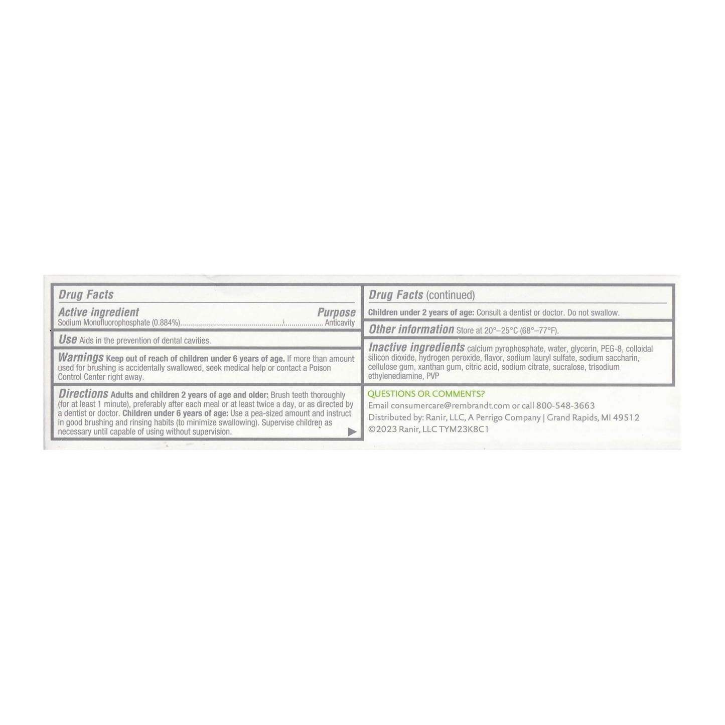 Rembrandt Deeply White + Peroxide Peppermint Toothpaste 3.5 oz (99.2 g)