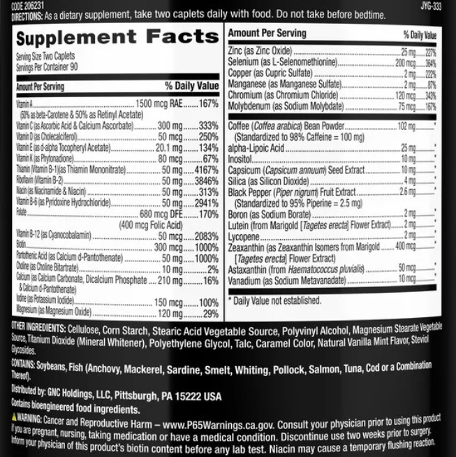GNC Mega Men Energy & Metabolism Multivitamin, 180 Caplets