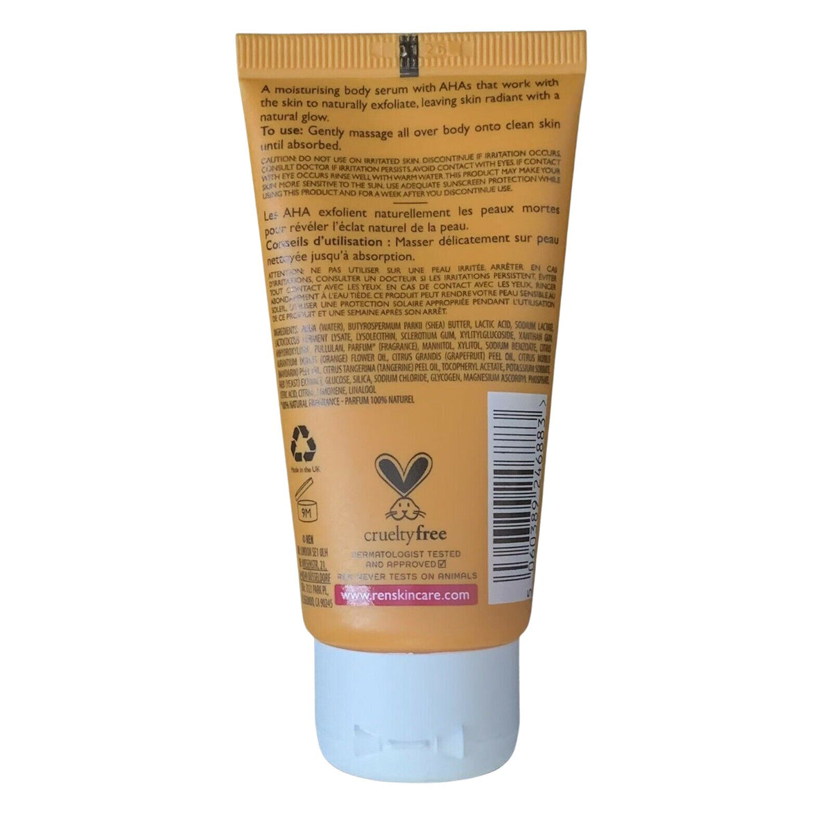 REN Clean Skincare AHA Smart Renewal Body Serum, Radiance, 50 ml (1.7 fl oz)