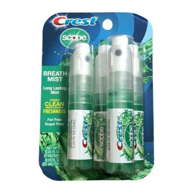 Crest + Scope Breath Mist, Long Lasting Mint, 0.24 fl oz (7 ml), 4-Pack