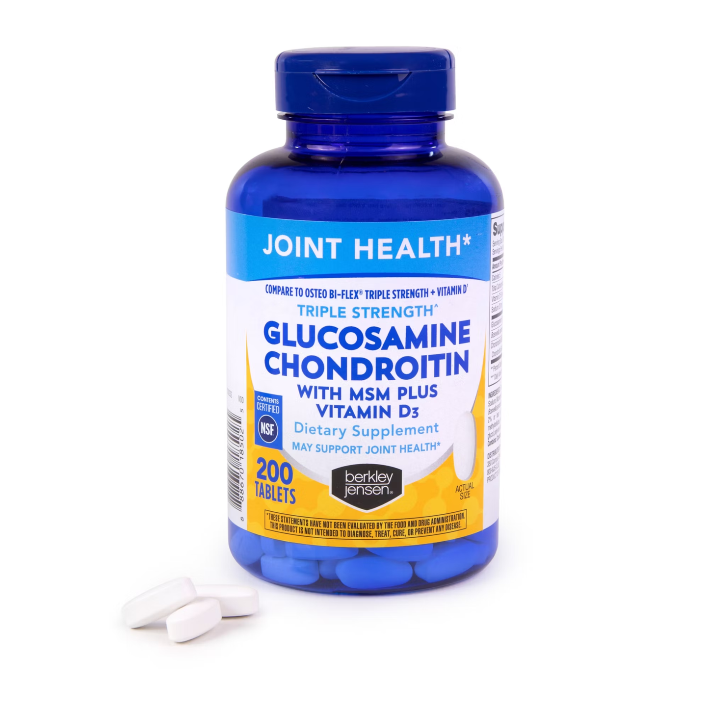Berkley Jensen Triple Strength Joint Health Glucosamine + Chondroitin, 200 Tablets