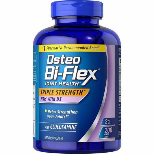 Osteo Bi-Flex Triple Strength Joint Health Supplement with Vitamin D3, 200 Tablets, Purple Stripe