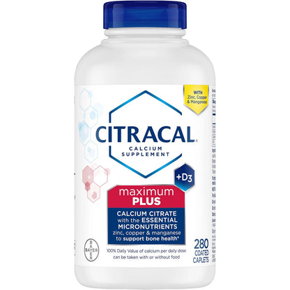 Citracal Maximum Plus 280 Caplets, Calcium Citrate + D3 & Zinc