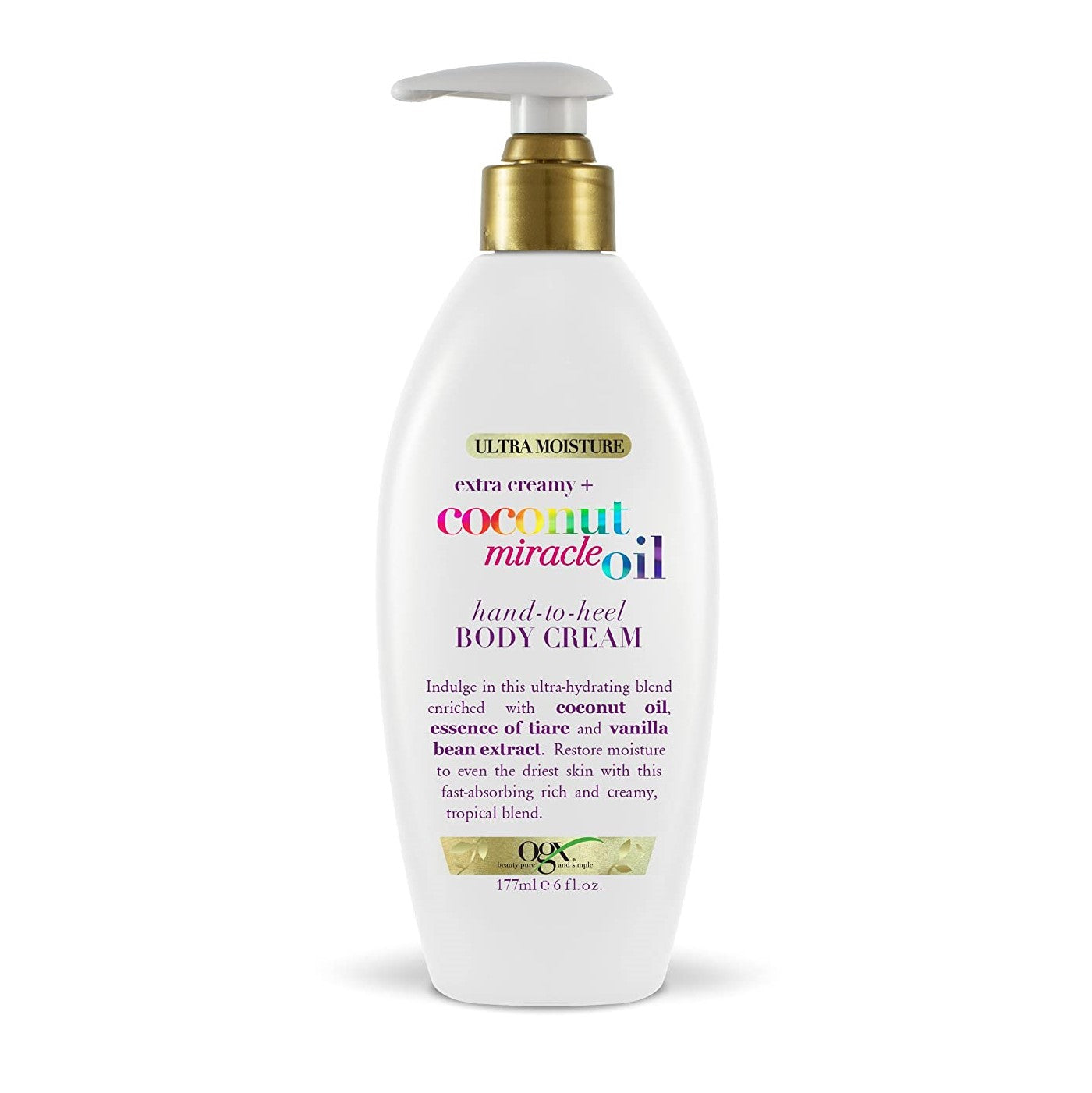 OGX Ultra Moisture Hand-to-Heel Body Cream, With Coconut Miracle Oil, 177 ml