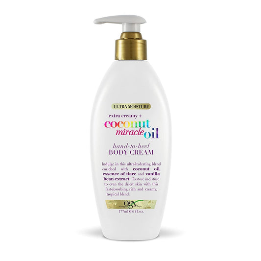 OGX Ultra Moisture Hand-to-Heel Body Cream, With Coconut Miracle Oil, 177 ml