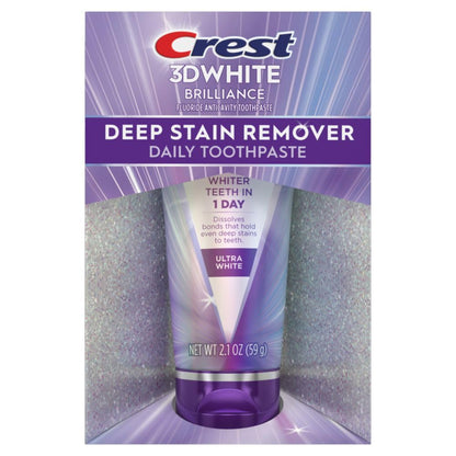 Crest 3D White Brilliance Deep Stain Remover Ultra White Toothpaste, 2.1 Oz (59 G) 4 Pack