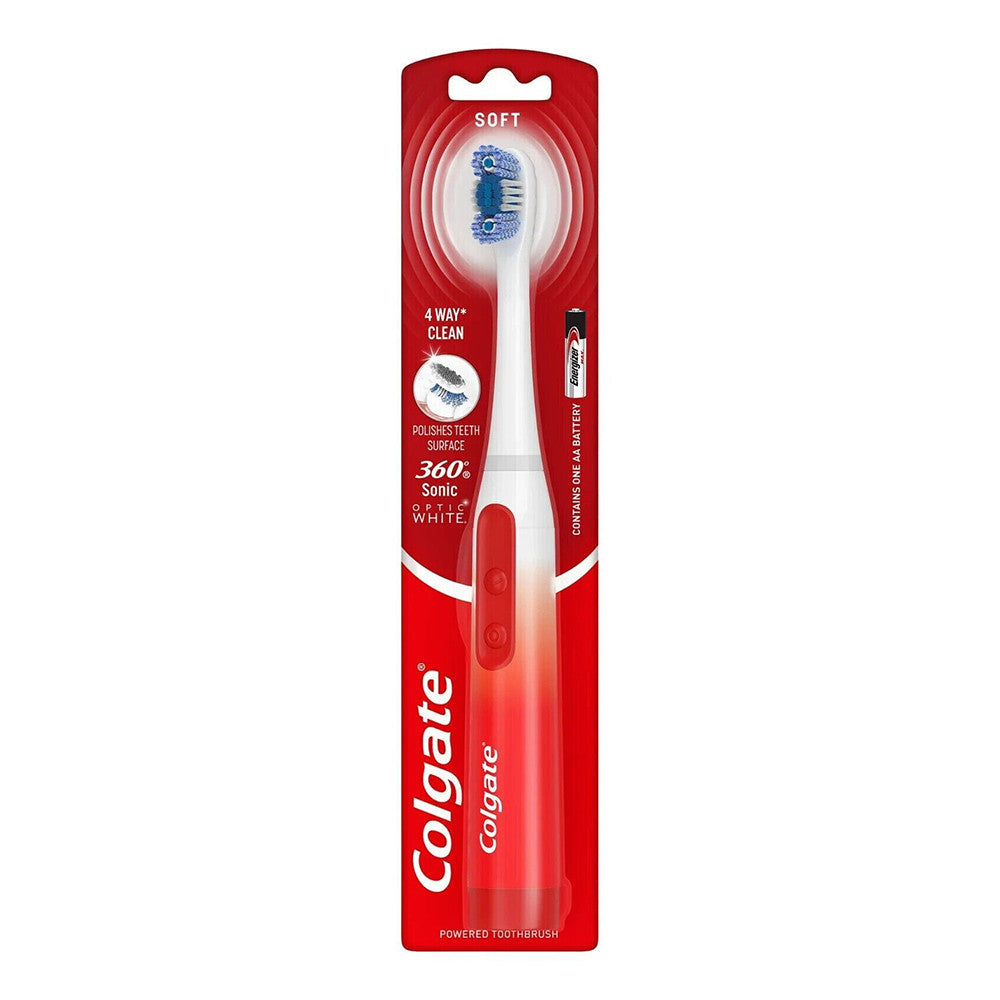 Colgate Optic White 360­° Whitening Sonic Battery Powered Electric Toothbrush, Soft