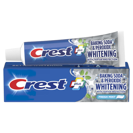Crest PLUS Baking Soda & Peroxide Fresh Mint Toothpaste, 2.4 oz (68 g), with Tartar Protection