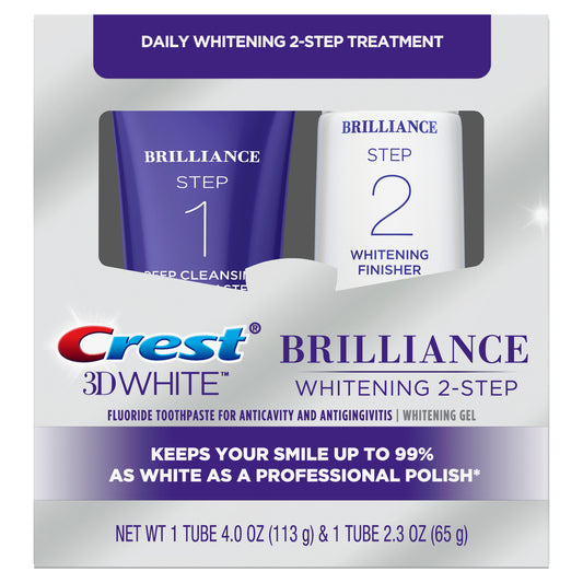 Crest 3D White Brilliance Daily 2-Step System, Toothpaste + Gel