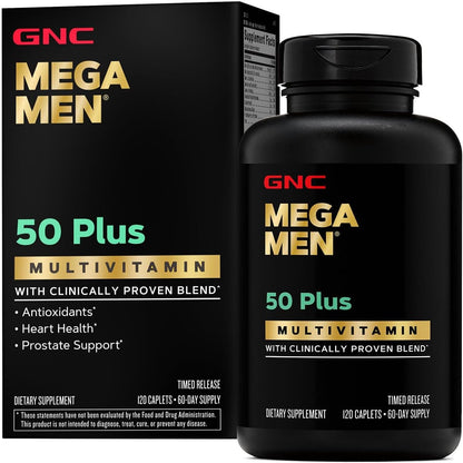 GNC Mega Men 50 Plus Multivitamin, Timed Release, 120 Tablets