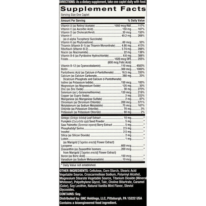 GNC Mega Men Essentials 50 Plus One Daily Multi, 60 Caplets, Men's Gluten-Free Multivitamin