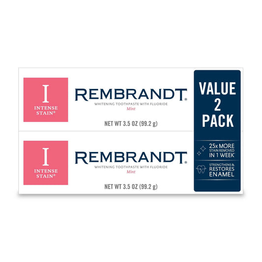 Rembrandt Intense Stain Whitening Toothpaste, Mint, 3.5 oz (99.2 g), 2-Pack