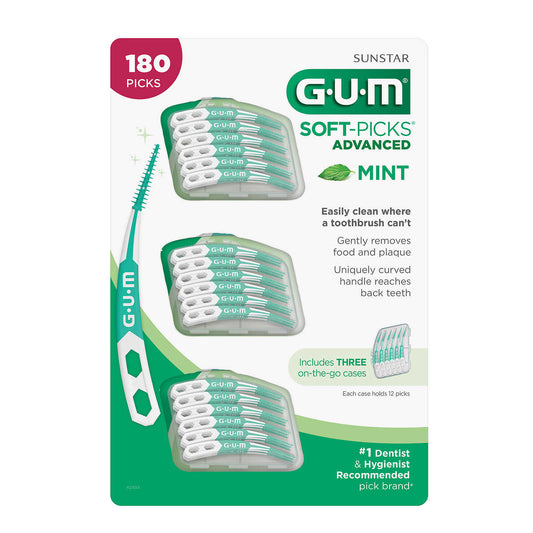 Sunstar GUM Soft Picks Advanced, Mint, 180 Floss Picks