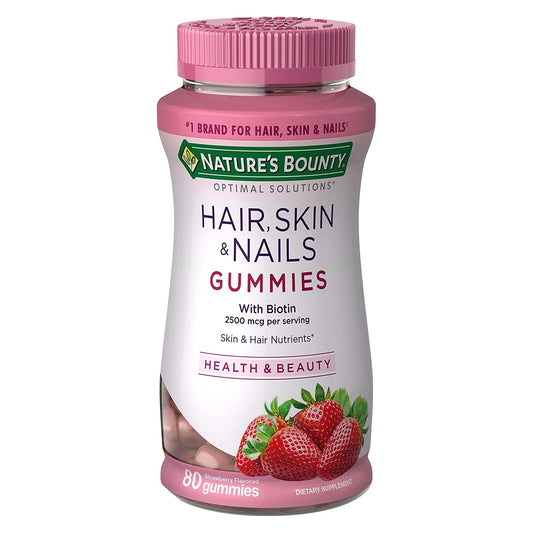 Nature's Bounty Hair, Skin, & Nails Gummies, Strawberry, 80 Count
