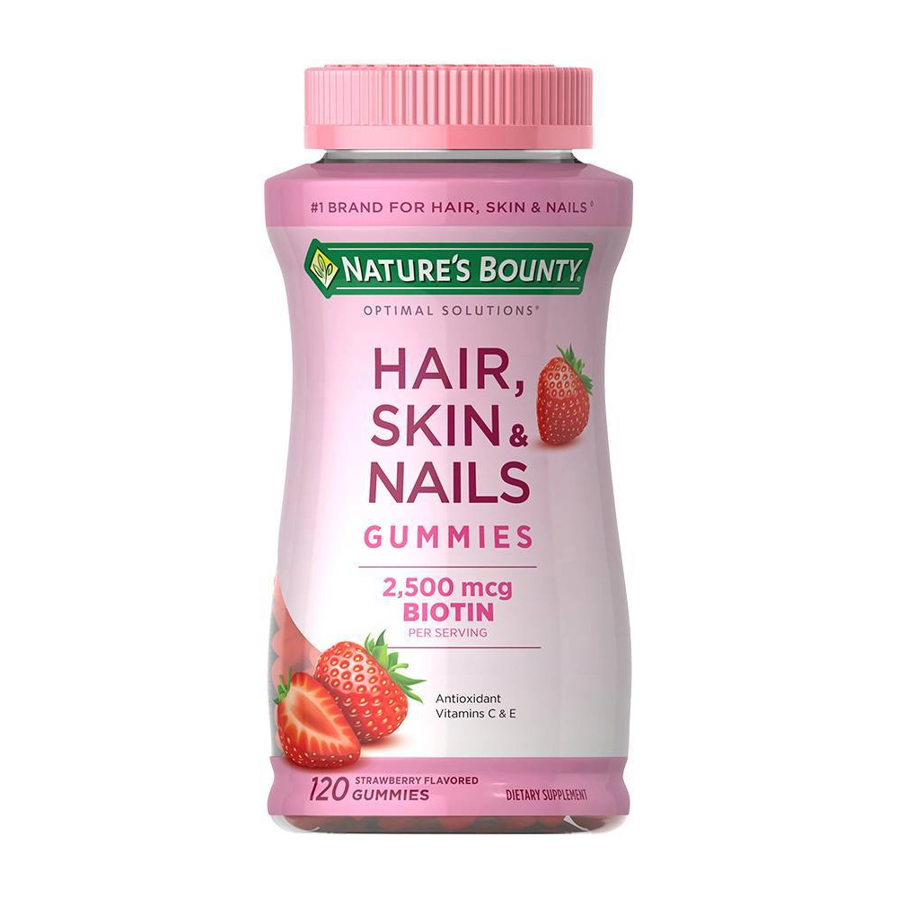 Nature's Bounty Hair Skin & Nails Gummies 120 Count, Strawberry