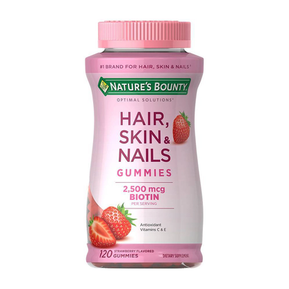 Nature's Bounty Hair Skin & Nails Gummies 120 Count, Strawberry