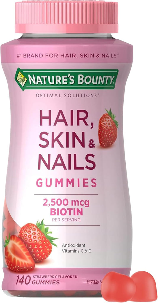 Nature's Bounty Hair Skin & Nails Gummy Vitamins, Strawberry, 140 Gummies