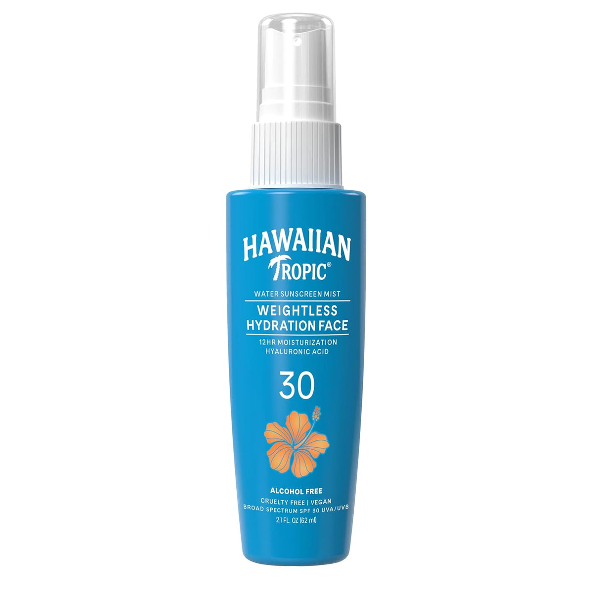 Hawaiian Tropic Weightless Hydration Face Sunscreen Mist, SPF 30, 2.1 FL OZ (62 mL)