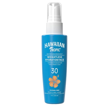 Hawaiian Tropic Weightless Hydration Face Sunscreen Mist, SPF 30, 2.1 FL OZ (62 mL)