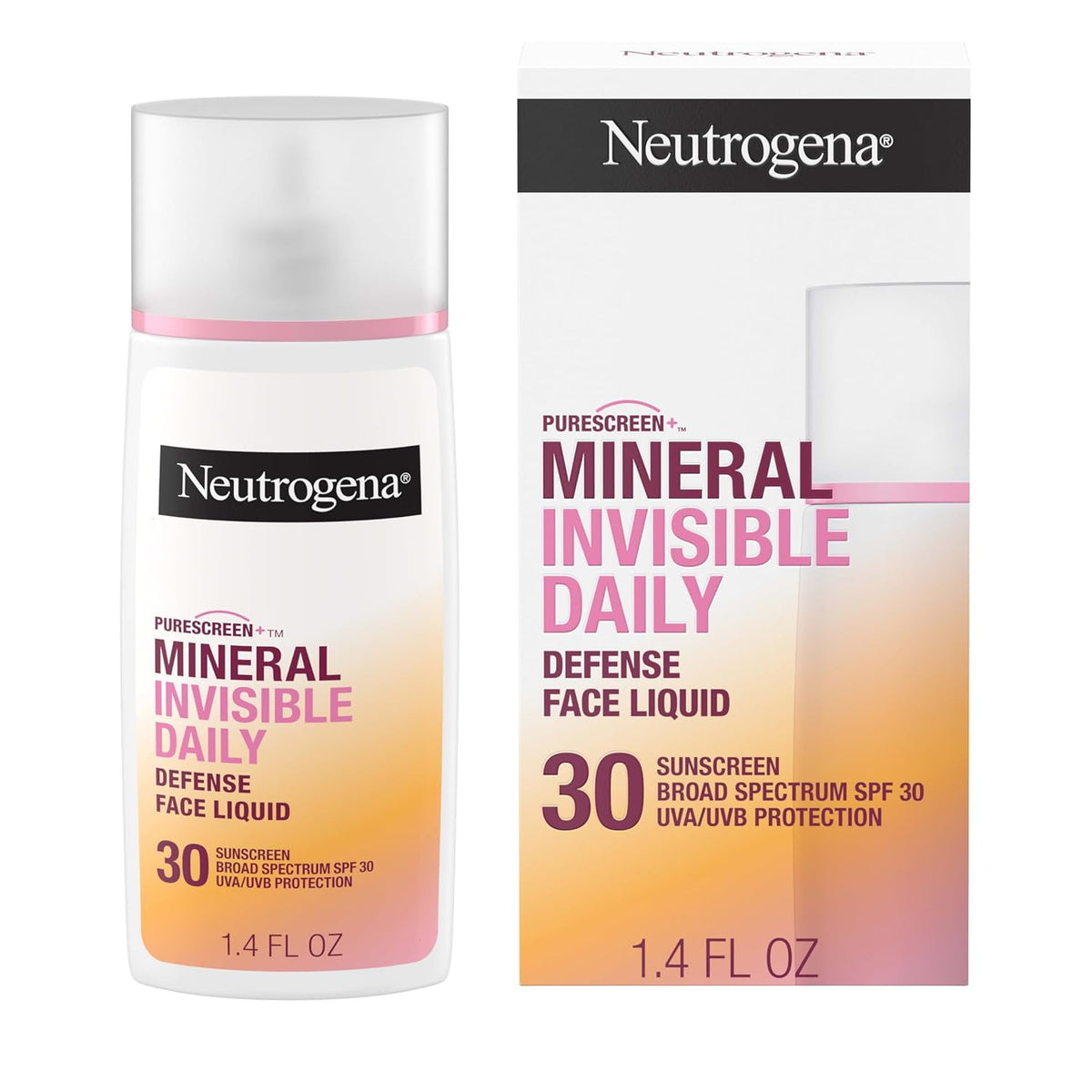 Neutrogena Purescreen+ Mineral Invisible Daily Defense Face Liquid, SPF 30 Sunscreen, 1.4 FL OZ (40 mL)