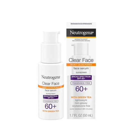 Neutrogena Clear Face SPF 60+ Sunscreen Facial Serum, 1.7 FL OZ (50 mL)