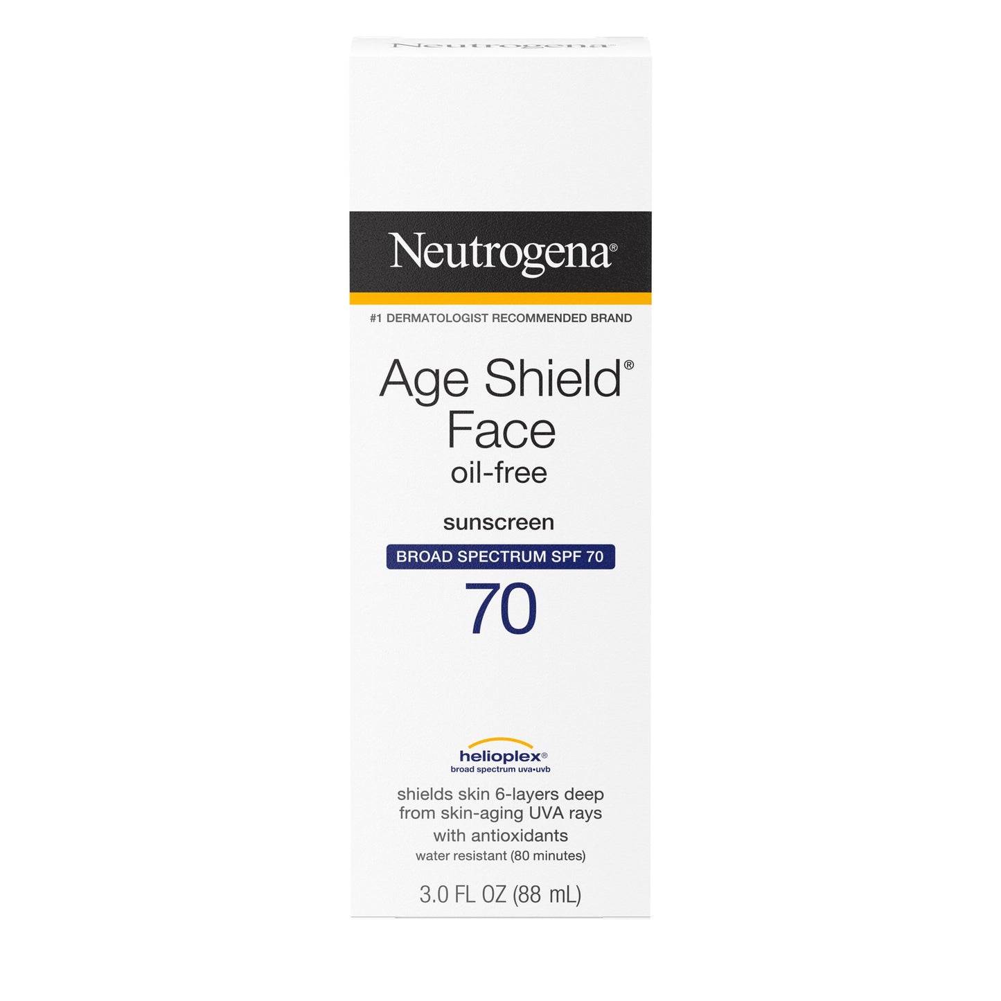 Neutrogena Age Shield Face Oil-Free SPF 70 Sunscreen, 3 Fl Oz (88 mL)