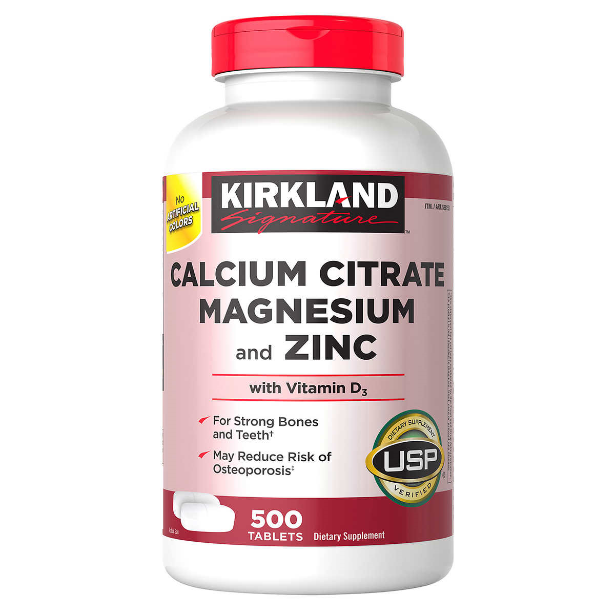 Kirkland Signature Calcium Citrate Magnesium Zinc and Vitamin D3, 500 Tablets