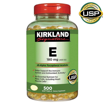 Kirkland Signature Vitamin E, 180 mg (400 IU), 500 Softgels
