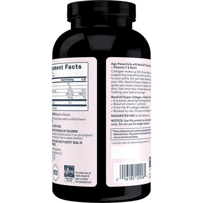 NeoCell Grassfed Collagen Peptides + Vitamin C with Biotin, 360 Tablets