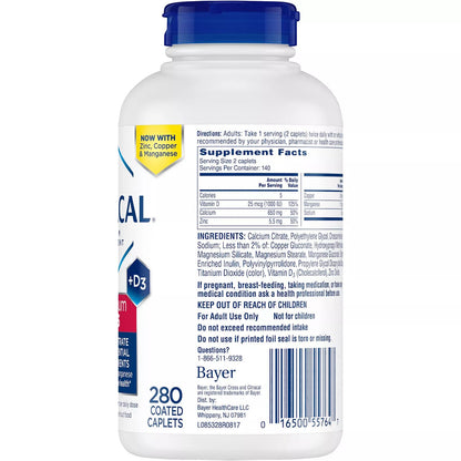 Citracal Maximum Plus 280 Caplets, Calcium Citrate + D3 & Zinc