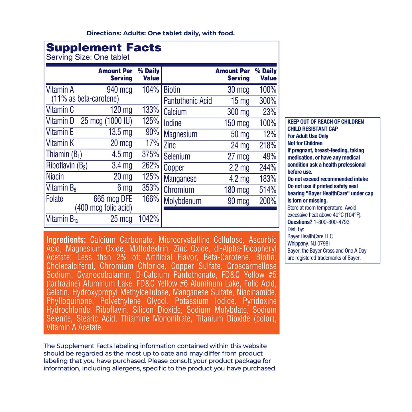 One A Day Women's 50+ Multivitamin, 300 Tablets