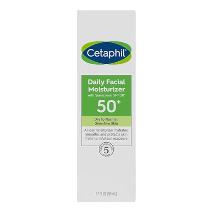 Cetaphil Daily Facial Moisturizer, SPF 50+, 1.7 fl oz (50 ml)