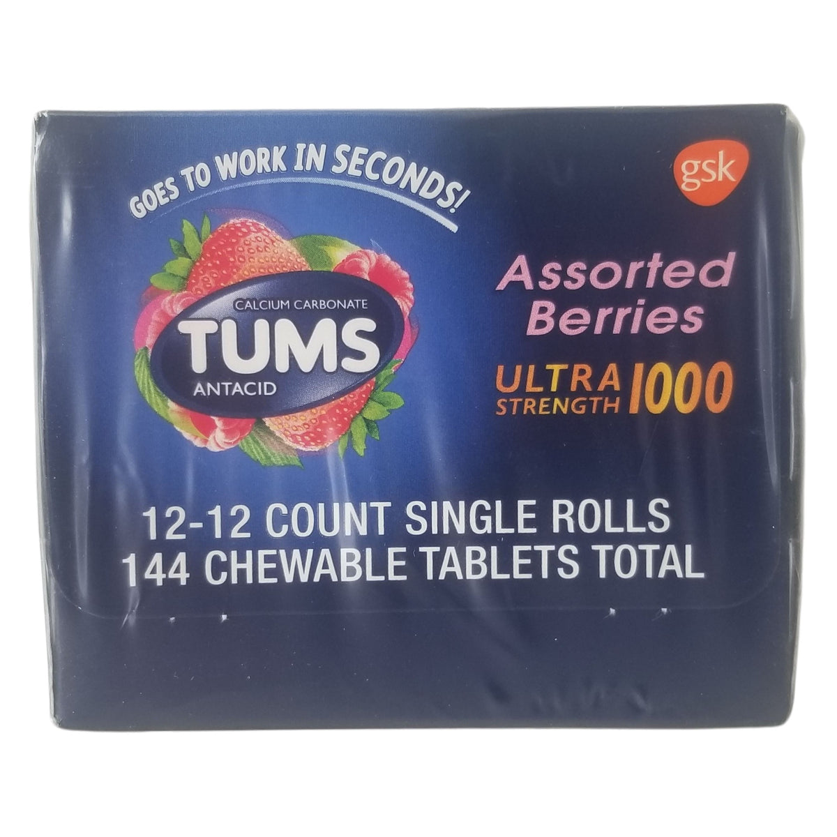 Tums Ultra Strength Antacid, Assorted Berries, 144 Tablets