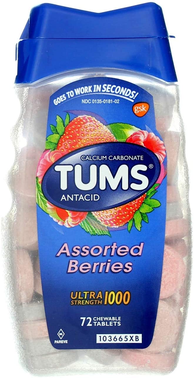 Tums Ultra 1000 Antacid, Assorted Berries, 72 Tablets