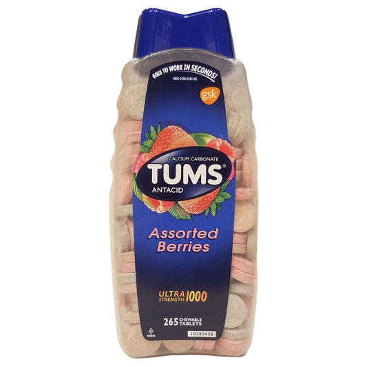 Tums Ultra 1000 Antacid, Assorted Berries, 265 Chewable Tablets