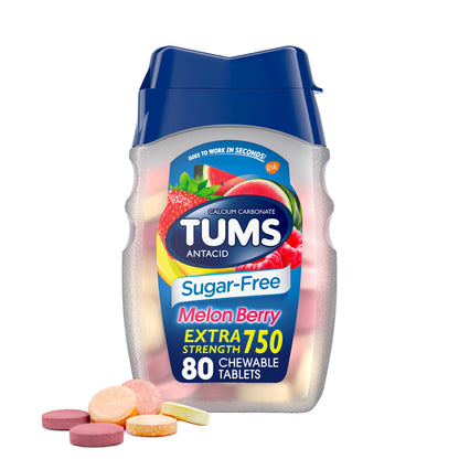 Tums Sugar Free Antacid, Melon Berry, Extra Strength 750, 80 Tablets
