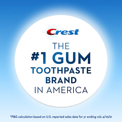Crest toothpaste brand logo with text on a blue background
