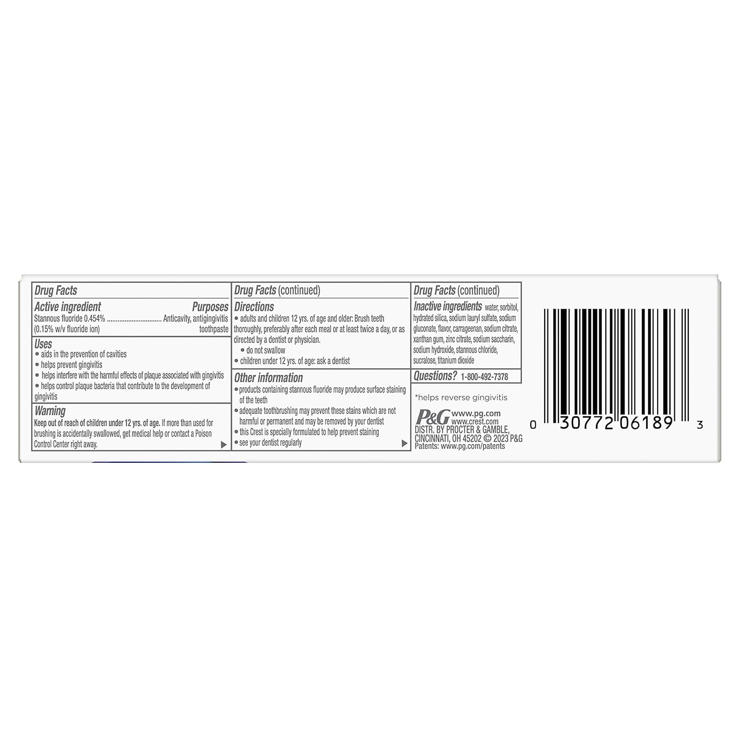 Product label with text and a barcode on a white background