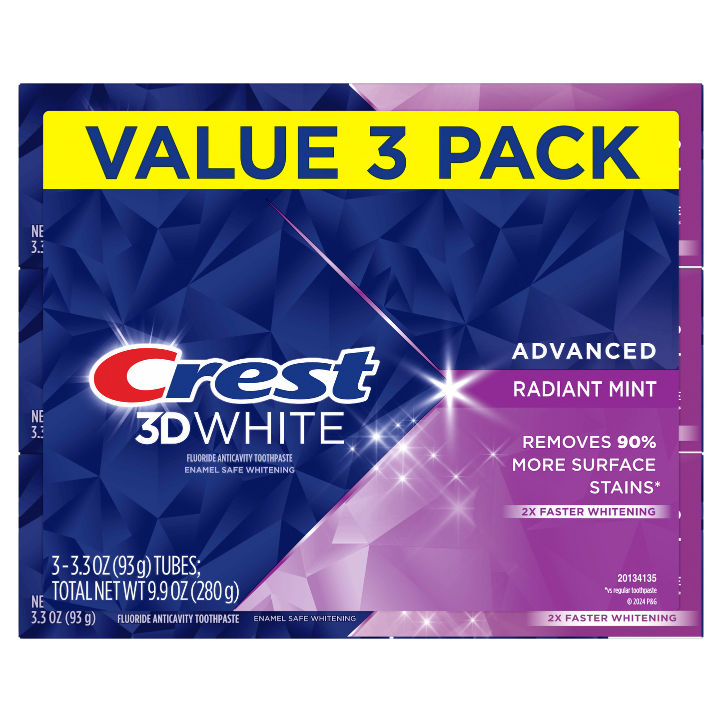 Crest 3D White Radiant Mint Toothpaste, 3.3 oz (93 g), 3 Pack