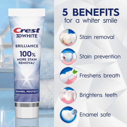 Crest 3d White Brilliance Enamel Protect Toothpaste 3.9 Oz (110 g)