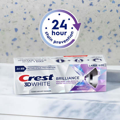 Crest 3D White Brilliance Vibrant Peppermint Toothpaste 4.6 oz (130 g) 2 Pack
