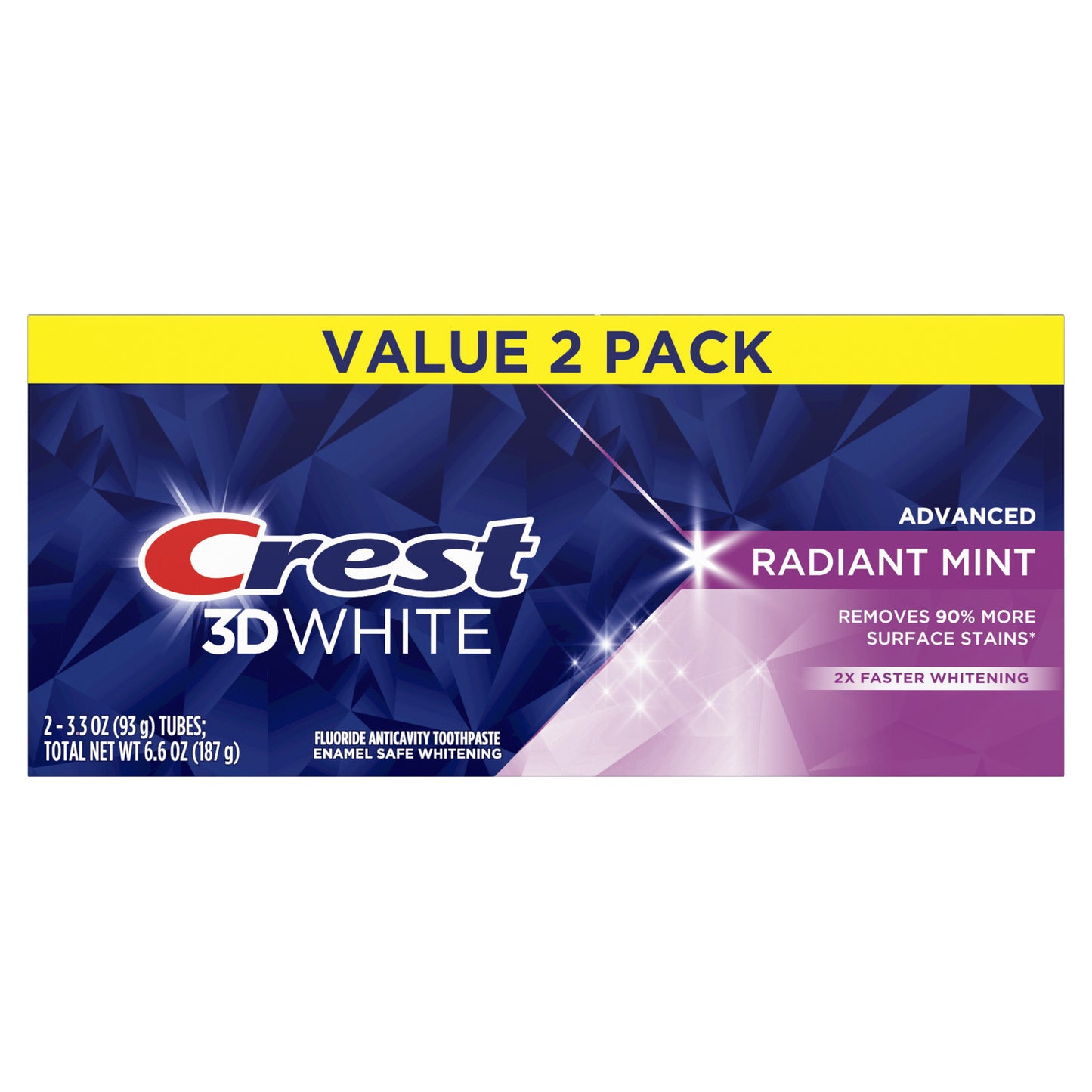 Crest 3D White Advanced Radiant Mint Toothpaste, 3.3 oz (93 g), 2 Pack