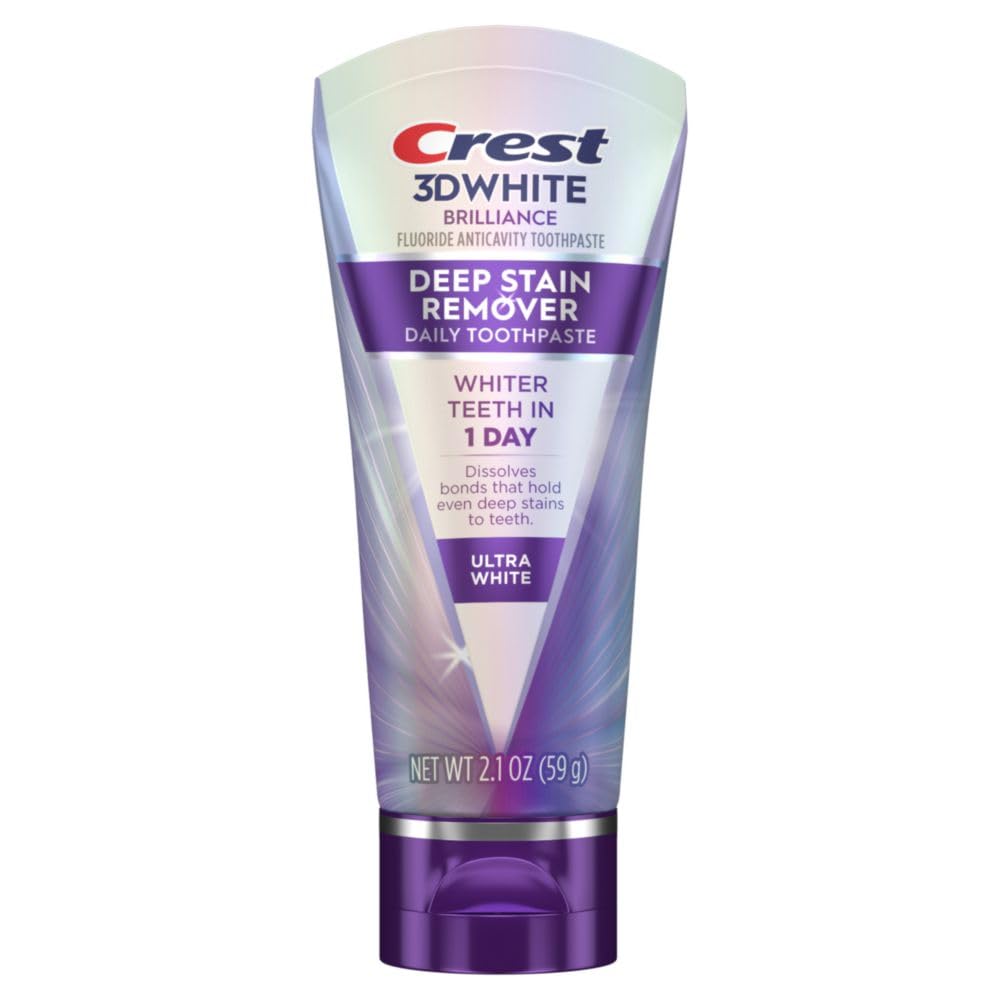 Crest 3D White Brilliance Deep Stain Remover Ultra White Toothpaste, 2.1 Oz (59 G) 4 Pack