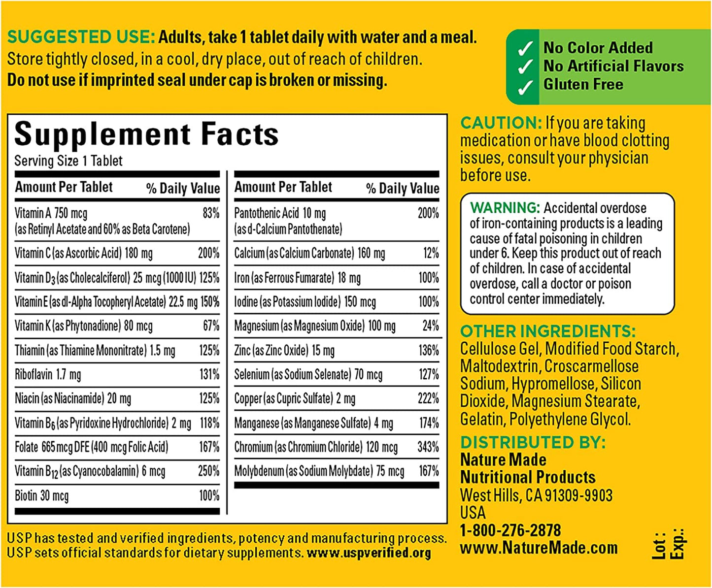 Nature Made Multi, 130 Tablets, Adult Multivitamin, with Iron