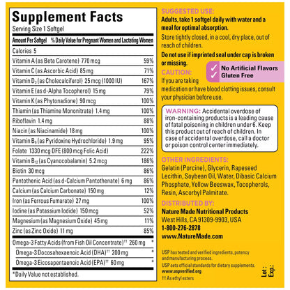 Nature Made Prenatal Multi + DHA, 150 Softgels, Women's Multivitamin