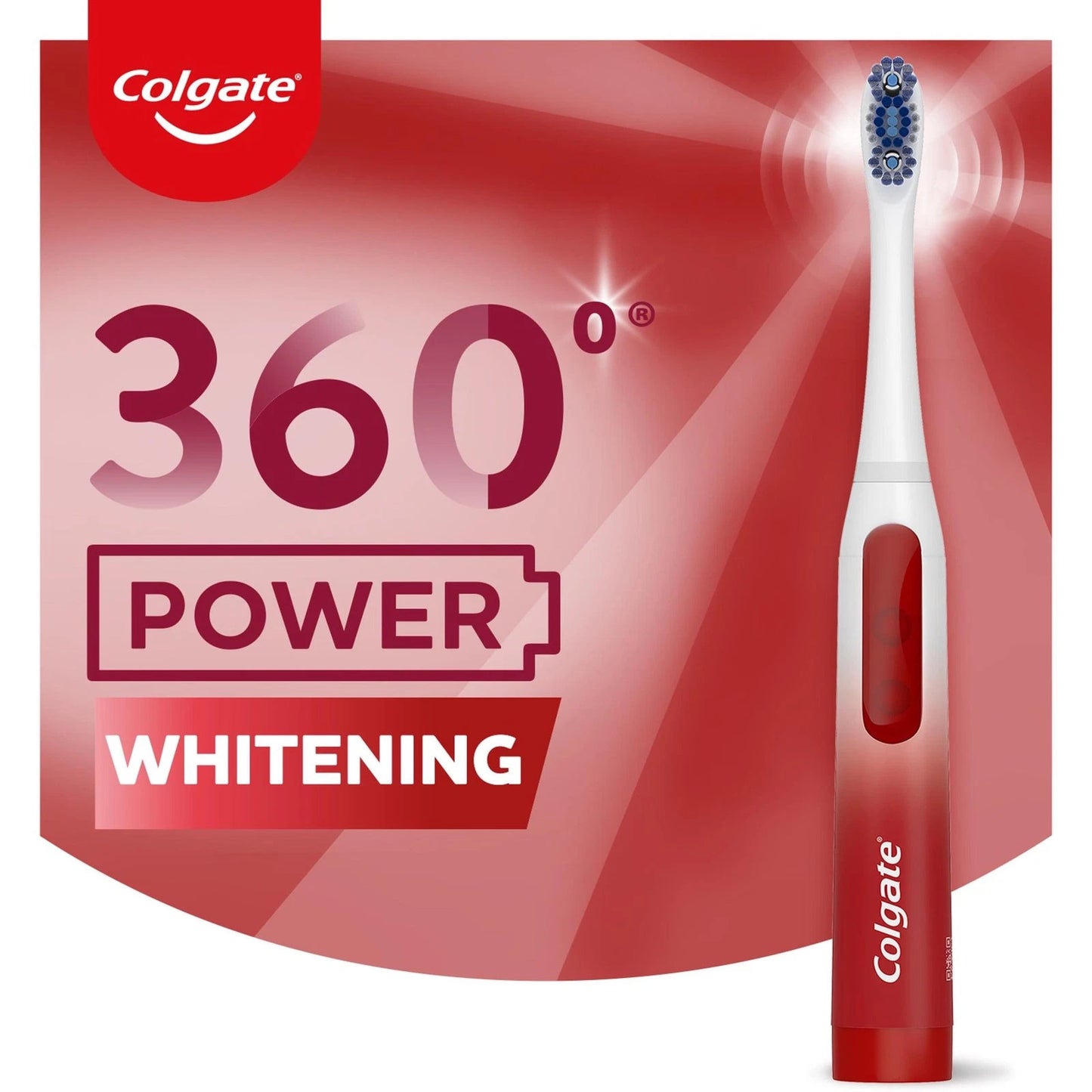 Colgate Optic White 360­° Whitening Sonic Battery Powered Electric Toothbrush, Soft