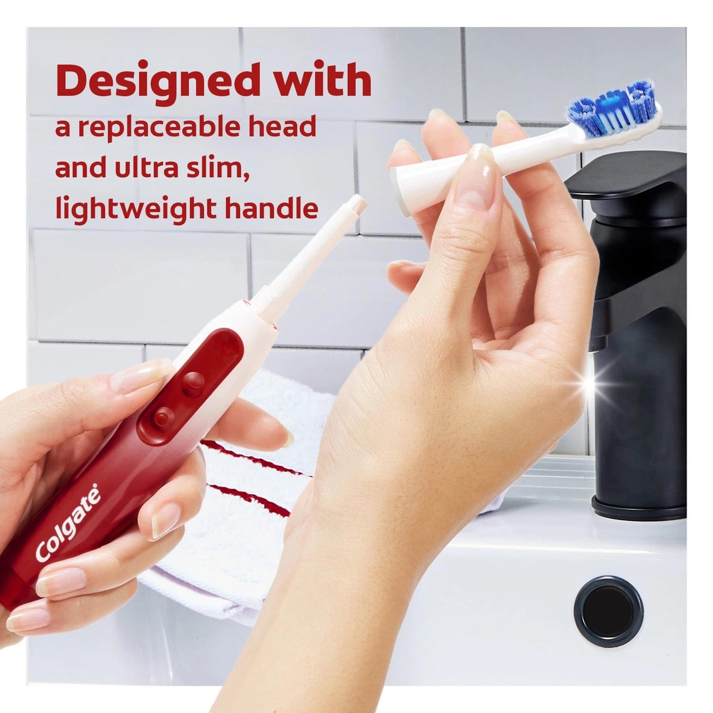 Colgate Optic White 360­° Whitening Sonic Battery Powered Electric Toothbrush, Soft
