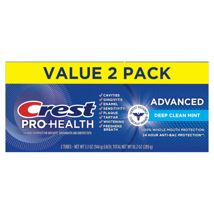 Crest Pro Health Advanced Deep Clean Mint Toothpaste, 5.1 Oz (144 G) 2-PACK