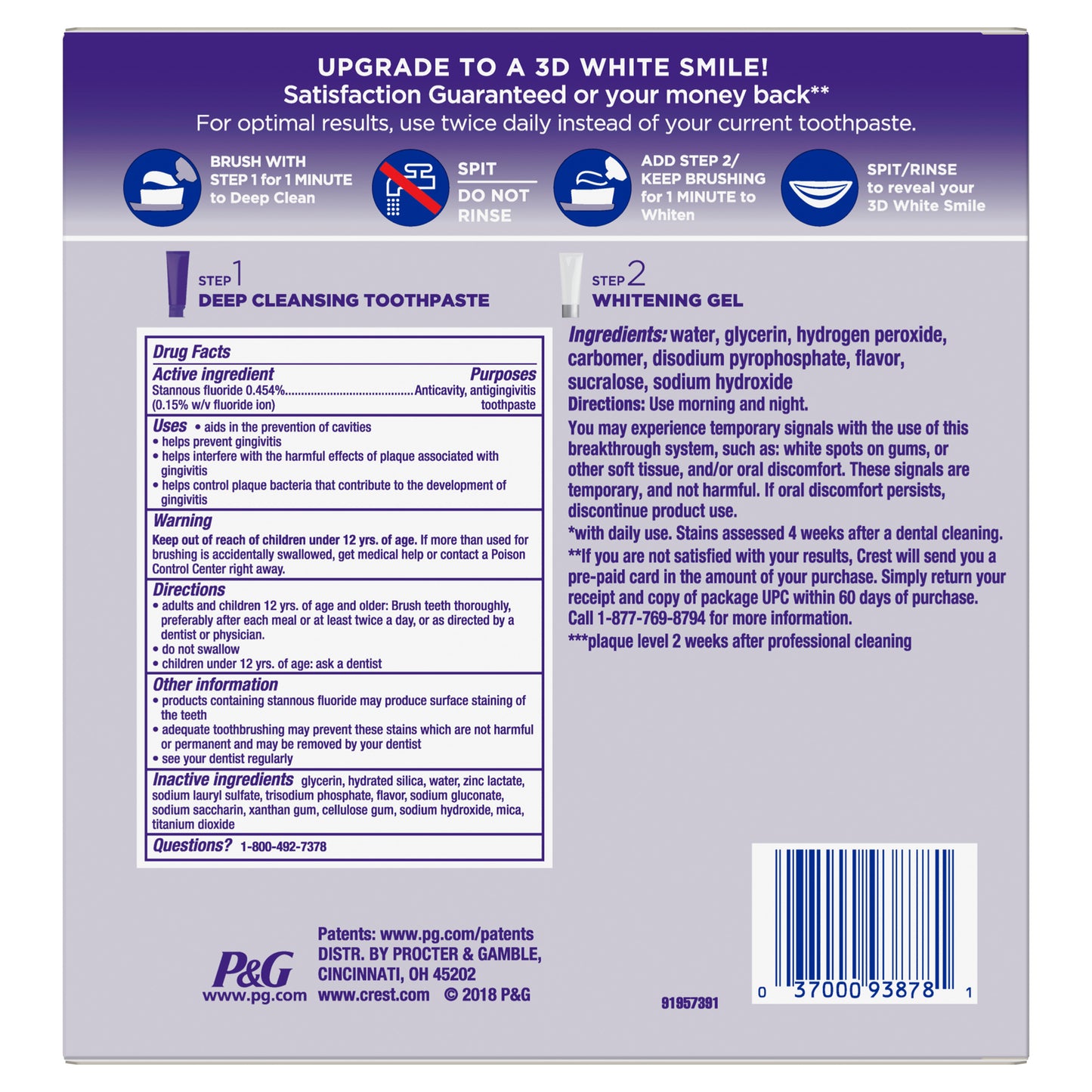 Crest 3D White Brilliance Daily 2-Step System, Toothpaste + Gel