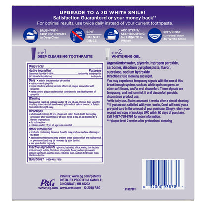 Crest 3D White Brilliance Daily 2-Step System, Toothpaste + Gel